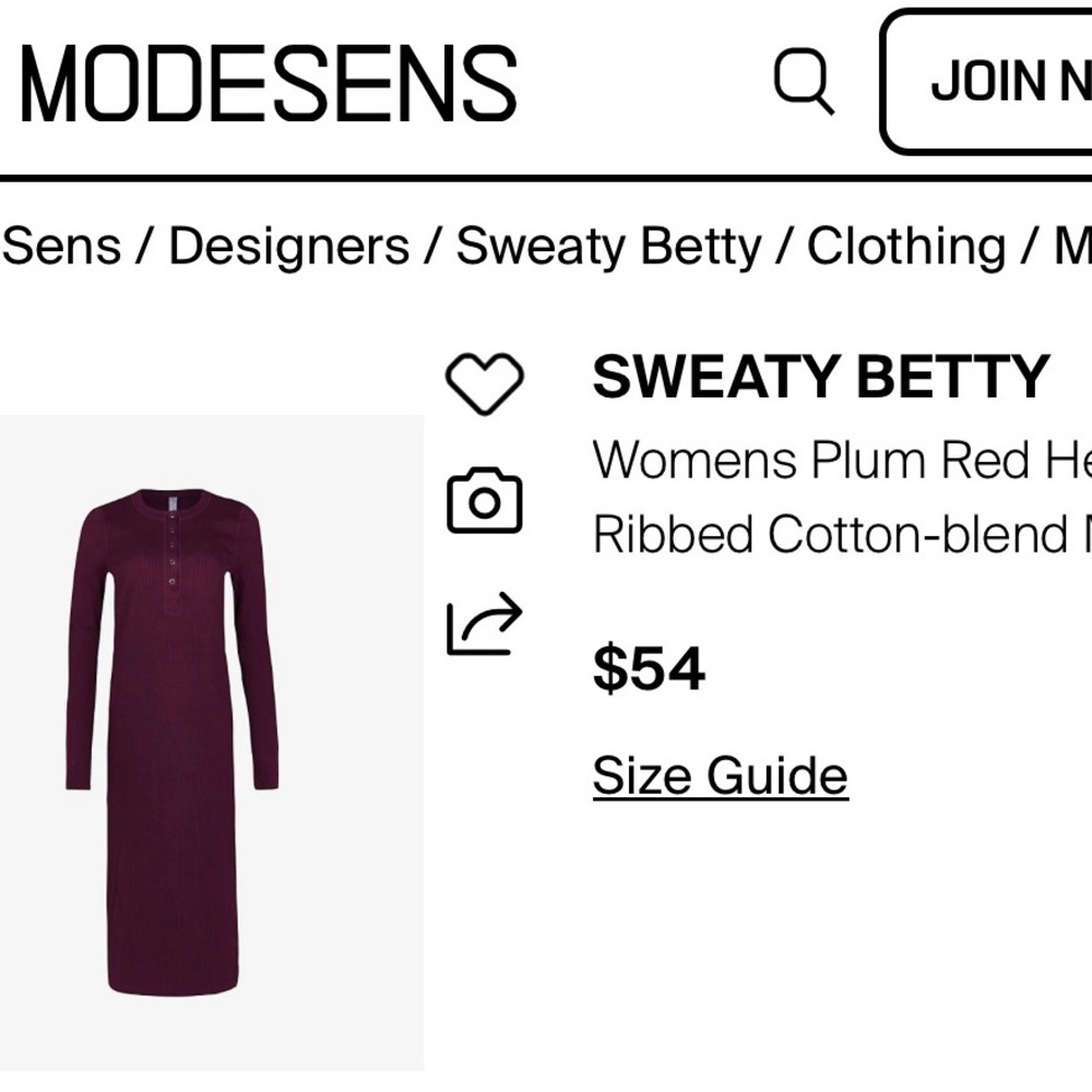 Sweaty Betty Long Sleeve Ribbed Midi Dress in Deep Plum - Picture 9 of 10